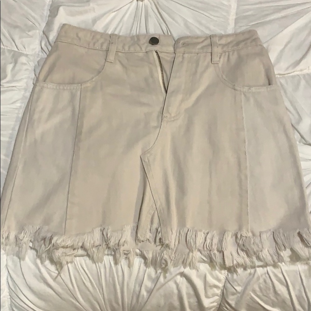 Free People Two Toned White Denim Skirt